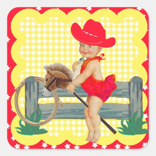 Westerne partij Cowgirl op Stickers van de stekker (Voorkant)