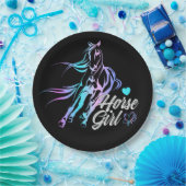 Westerne partij Cute Horse Equestrian Black  Papieren Bordje (Feest)