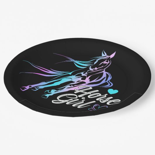 Westerne partij Cute Horse Equestrian Black  Papieren Bordje (Gekanteld)