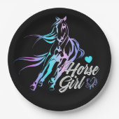 Westerne partij Cute Horse Equestrian Black  Papieren Bordje (Voorkant)