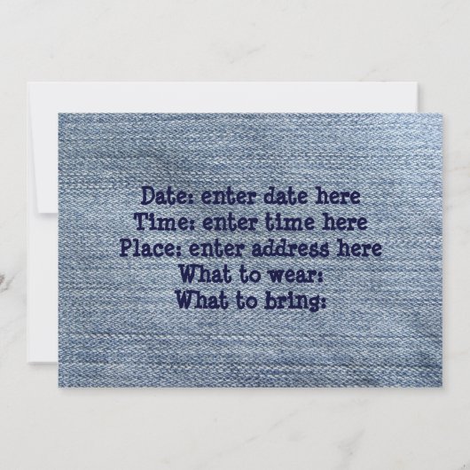 Westerne partij Denim Uitnodiging (Achterkant)