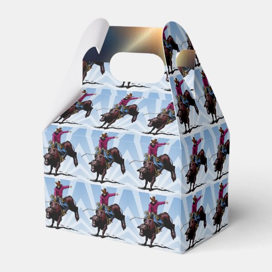 Westerne partij gunst of geschenkdoos Bull Rider Bedankdoosjes (Achterkant)