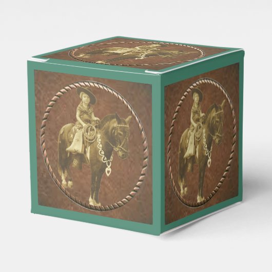 Westerne partij gunst of geschenkdoos cowgirl bedankdoosjes (Voorkant Zijde)