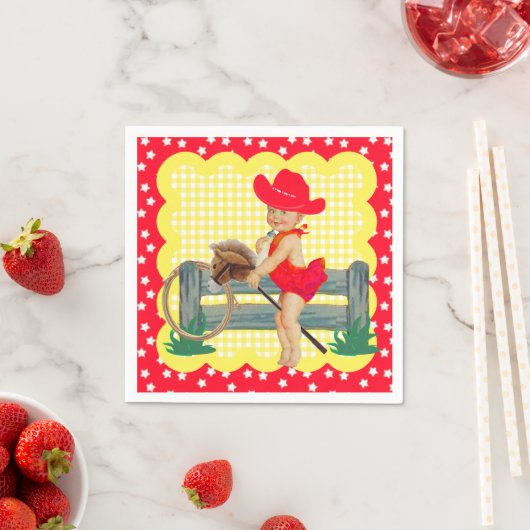 Westerne partij klein meisje op straat Napkin Servet (Insitu)