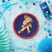 Westerne partij klein meisje op straat papieren bordje (Feest)