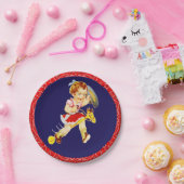 Westerne partij klein meisje op straat papieren bordje (Feest)