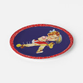 Westerne partij klein meisje op straat papieren bordje (Gekanteld)