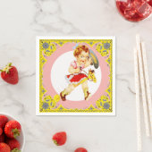 Westerne partij klein meisje op straat servet (Insitu)