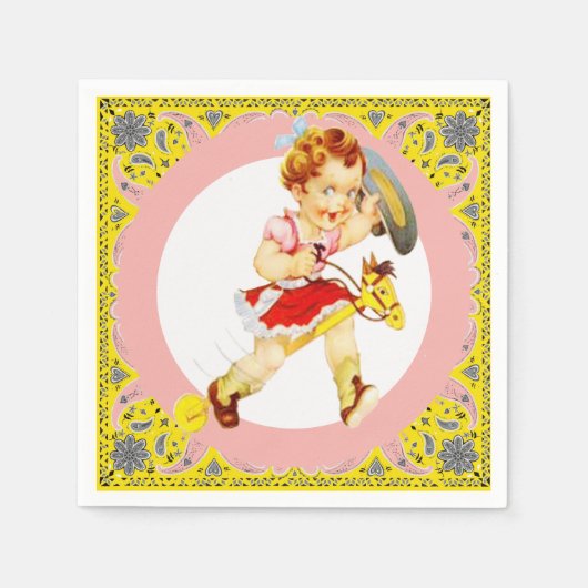 Westerne partij klein meisje op straat servet (Voorkant)