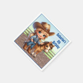 Westerne partij kleine cowgirl met paard douane servet (Hoek)
