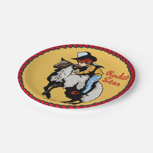 Westerne partij Mutton Busting Paper Borden Papieren Bordje (Gekanteld)