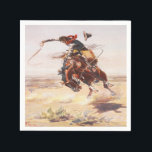 Westerne partij Napkins Cowboy Riding Bucking Hors Servet<br><div class="desc">Westerne kunstdrukken van een cowboy die op een boekende paardenservet rijdt. Overeenkomende papieren borden beschikbaar.</div>