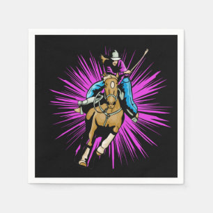 Westerne partij Napkins Cowgirl op paard Servet