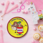 Westerne Partij Rodeo Clown en Bull Happy Birthday Papieren Bordje (Feest)