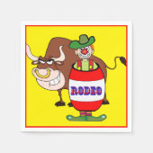 Westerne partij rodeo clown in vat en stier servet (Voorkant)