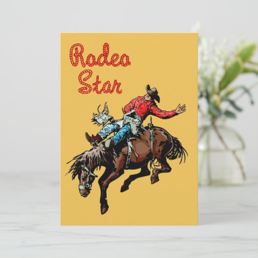 Westerne partij Rodeo Cowboy Bronc Rider Kaart (Staand voorkant)