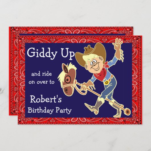 Westerne partij Rodeo Stick Horse Cowboy Kaart (Voorkant / Achterkant)