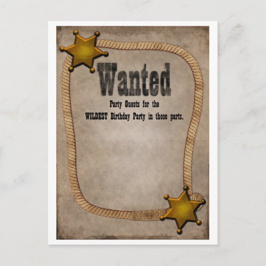 Westerne partij Uitnodigen Uitnodiging Briefkaart (Voorkant)