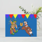 Westerne partijbull Rider Rodeo Clown Personaliser Kaart (Staand voorkant)