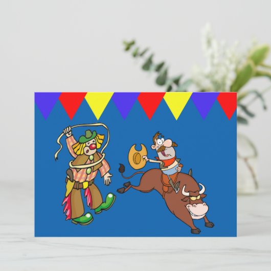 Westerne partijbull Rider Rodeo Clown Personaliser Kaart (Staand voorkant)