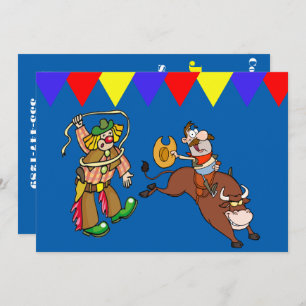 Westerne partijbull Rider Rodeo Clown Personaliser Kaart
