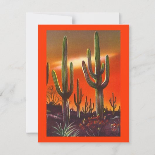 WESTERNE PARTIJINVITATIE SW SUNSET SAGUARO CACTUS KAART (Voorkant)