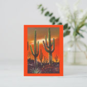 WESTERNE PARTIJINVITATIE SW SUNSET SAGUARO CACTUS KAART (Staand voorkant)