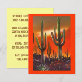 WESTERNE PARTIJINVITATIE SW SUNSET SAGUARO CACTUS KAART (Voorkant / Achterkant)