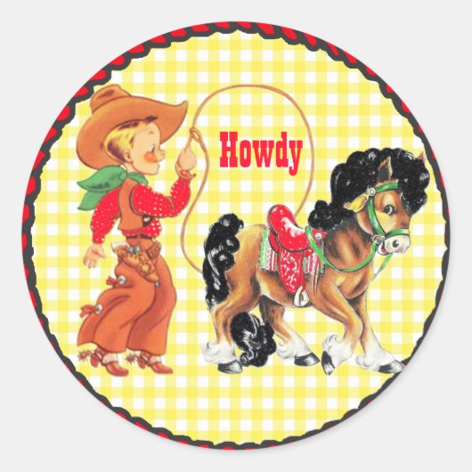Westerne Party Cowboy Met Touw en Paard Sticker (Voorkant)