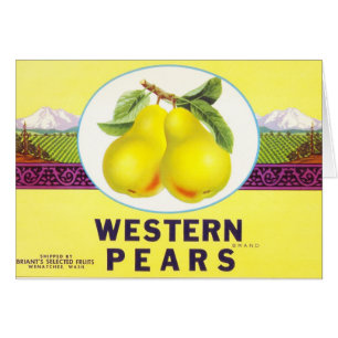 Westerne peren -  etiket op fruitkratten