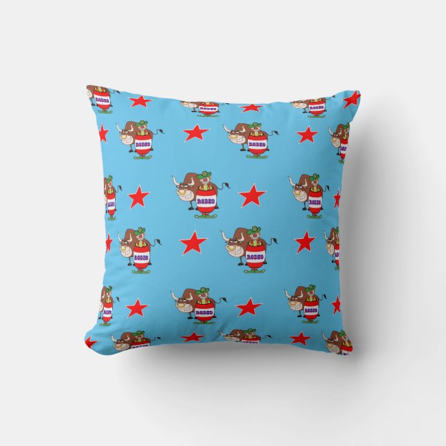 Westerne Pillow Rode Clown en Bull Kussen (Voorkant)
