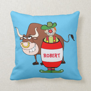 Westerne Pillow Rodeo Clown en Bull personaliseren Kussen