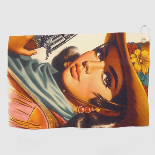  Westerne Pin-up Golfhanddoek (Horizontaal)