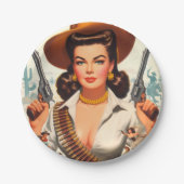  Westerne Pin-up Papieren Bordje (Voorkant)