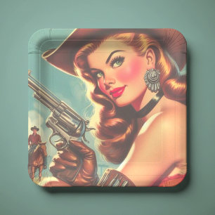 Westerne Pin-up Papieren Bordje