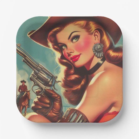  Westerne Pin-up Papieren Bordje (Voorkant)
