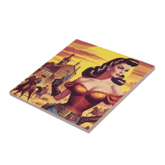 Westerne Pin-up Tegeltje (Zijkant)