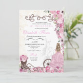 Westerne Pink Princess Floral Charra Quinceañera Kaart (Staand voorkant)