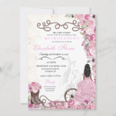 Westerne Pink Princess Floral Charra Quinceañera Kaart (Voorkant)