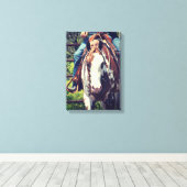 Westerne Pinto in Sepia Canvas Afdruk (Insitu (Houten vloer))