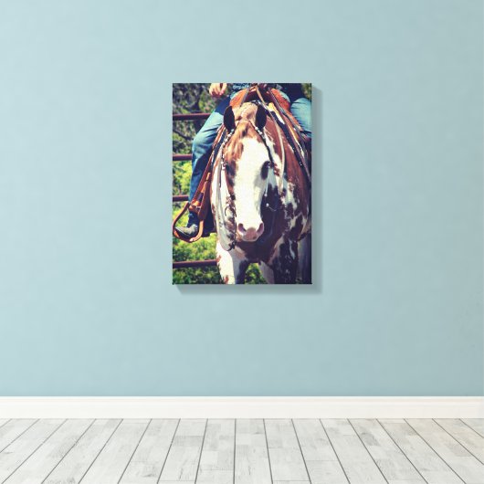 Westerne Pinto in Sepia Canvas Afdruk (Insitu (Houten vloer))