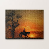 Westerne Pleasure Trail Riding Sunset Horse Legpuzzel (Horizontaal)