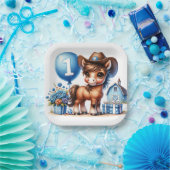 Westerne Pony Eerste Verjaardag Papieren Bordje (Feest)