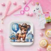 Westerne Pony Eerste Verjaardag Papieren Bordje (Feest)