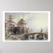 Westerne poort van Peking, c.1850 (kleurenlitho) Poster (Voorkant)