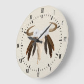 Westerne Prairie Floral Cow Skull Roman Numerals Grote Klok (Hoek)
