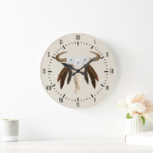 Westerne Prairie Floral Cow Skull Roman Numerals Grote Klok (Huis)