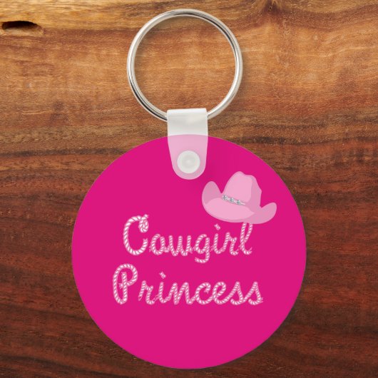 Westerne prinses met roze Pet Sleutelhanger (Voorkant)