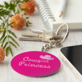 Westerne prinses met roze Pet Sleutelhanger (Zijkant)