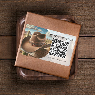 Westerne QR-codebusiness Rechthoekige Sticker